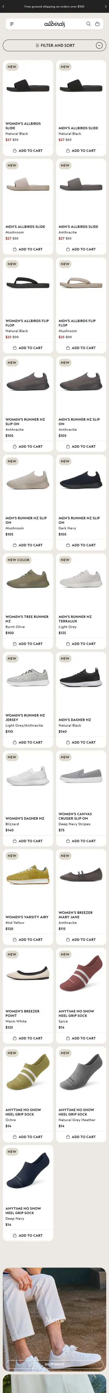 Allbirds preview (mobile)