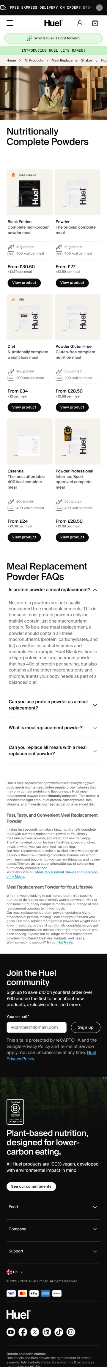 Huel preview (mobile)