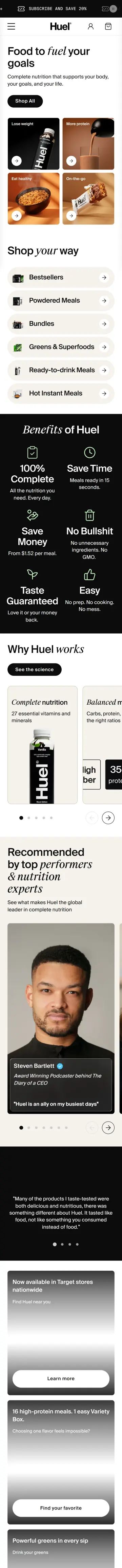 Huel preview (mobile)