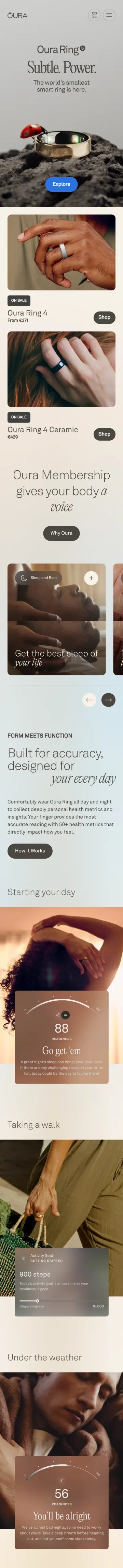 Oura preview (mobile)