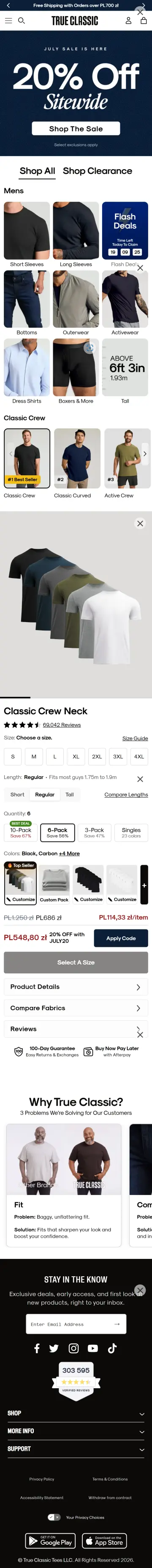 True Classic preview (mobile)