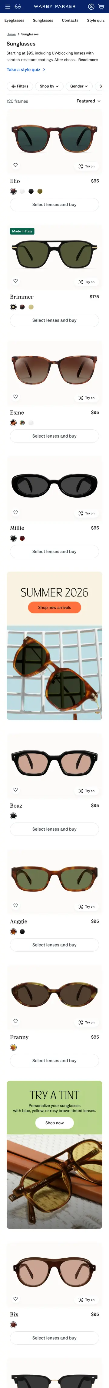 Warby Parker preview (mobile)