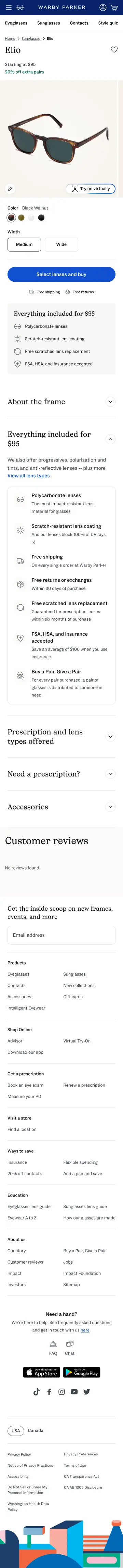 Warby Parker preview (mobile)